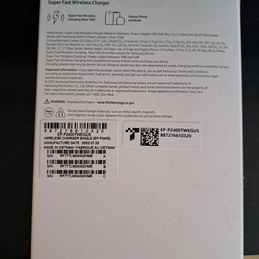 Samsung wiress charger white superfast